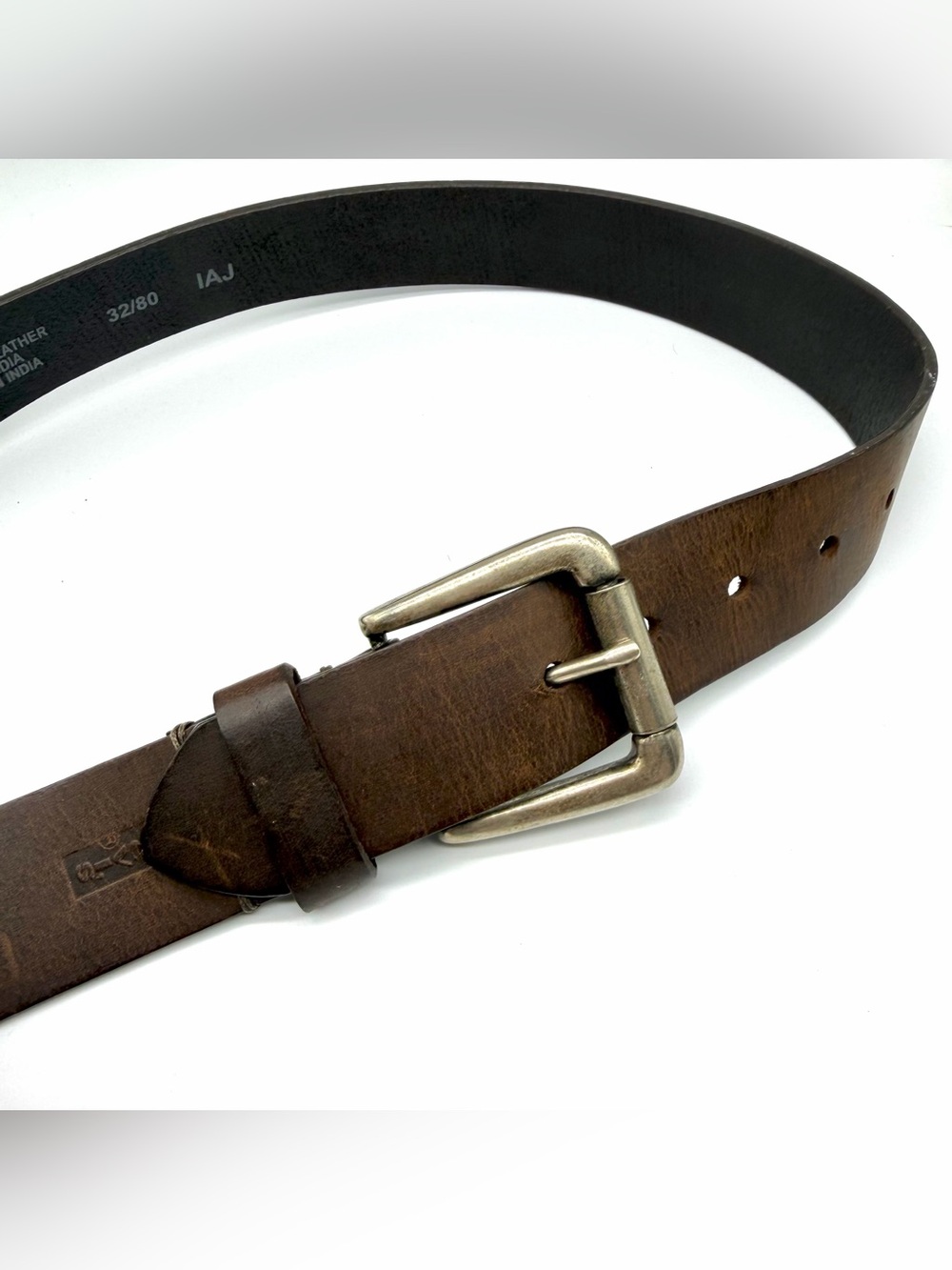 Levi's Brown Leather Belt with Brass-Tone Buckle